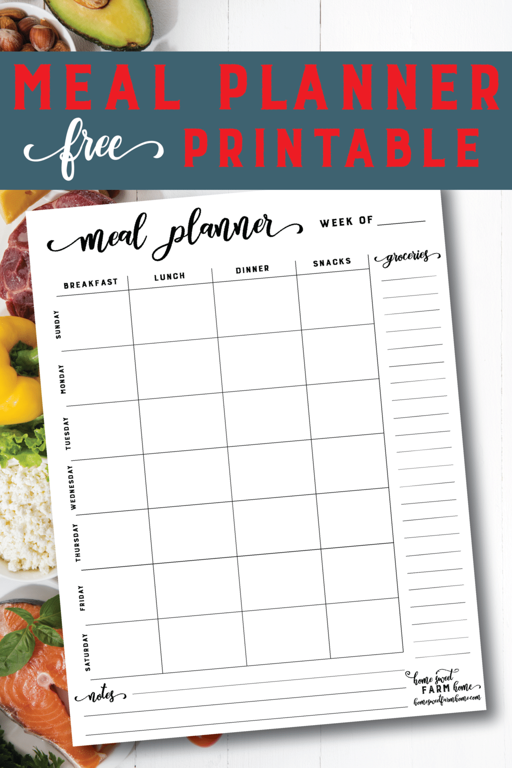 Free Meal Planner Template Printable - Home Sweet Farm Home