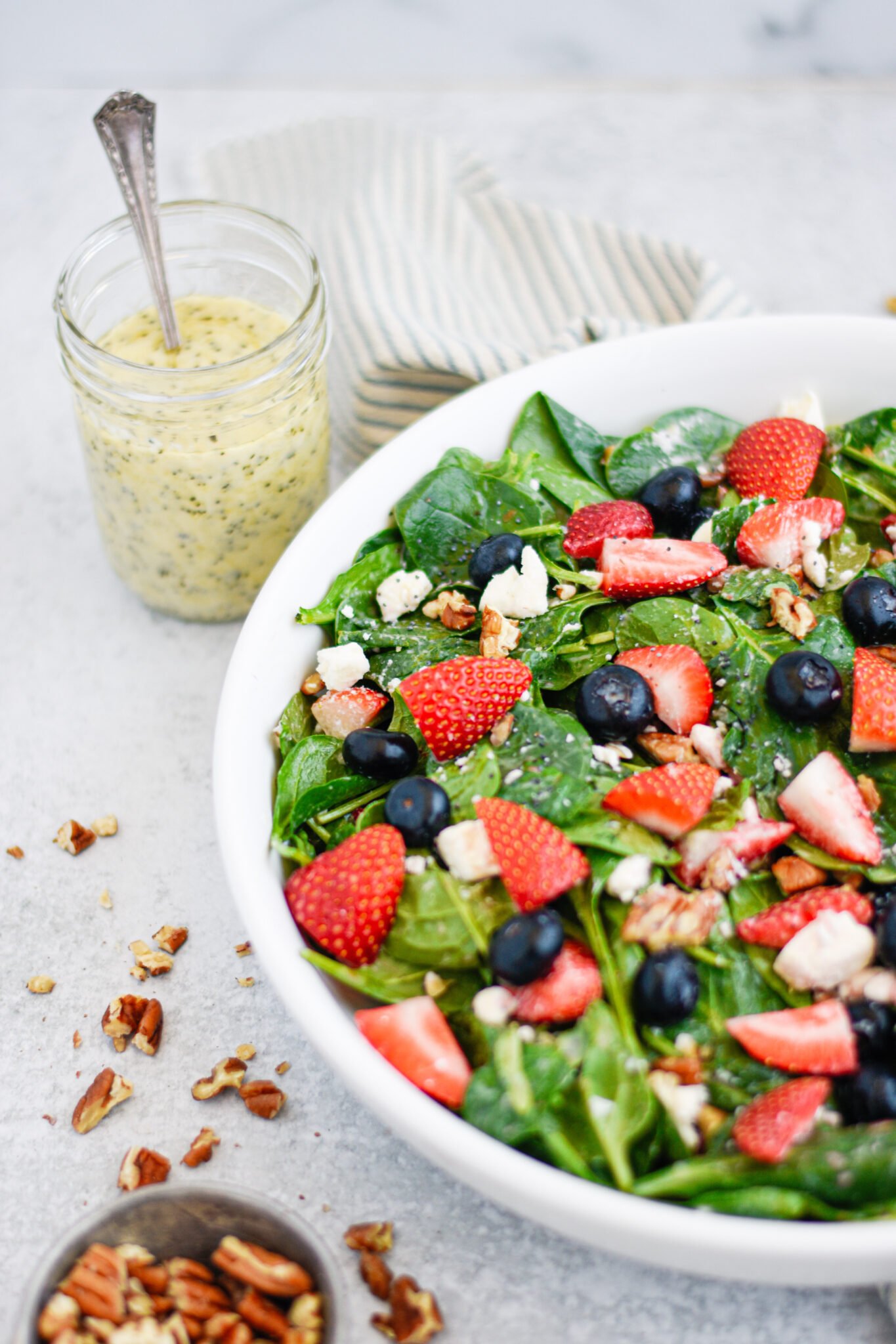 Strawberry Blueberry Spinach Salad with Feta and Poppy Seed Dressing Home Sweet Farm Home